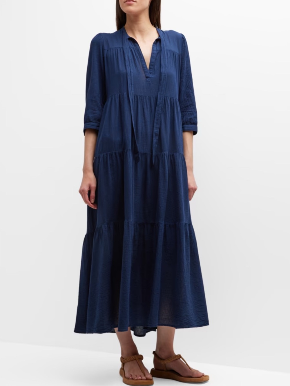 Black Tiered Maxi Dress with V-Neck